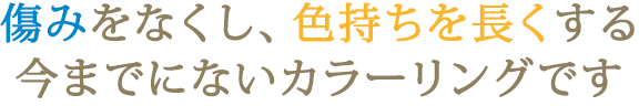 傷みをなくし、色持ちを長くする今までにないカラーリングです